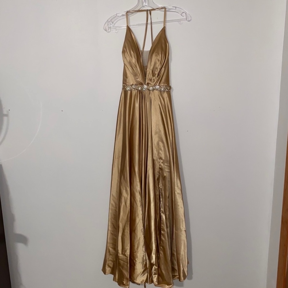 Gold Satin prom/ ball gown